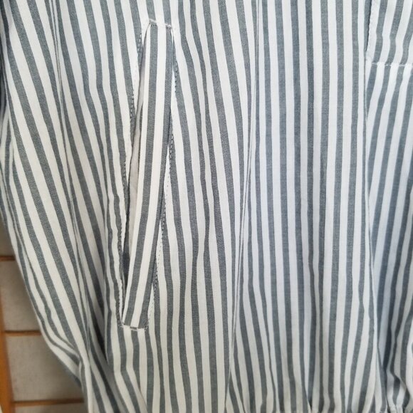 GAP Shirt Dress Long Sleeves Gray Stripe Size Small Tall - Picture 4 of 9